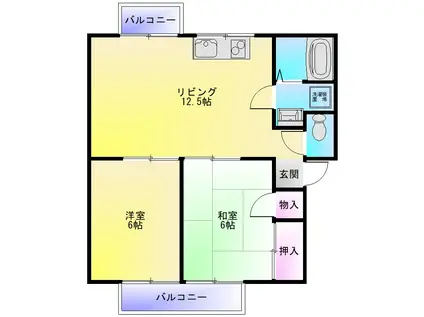 サニーハイツ(2LDK/2階)の間取り写真