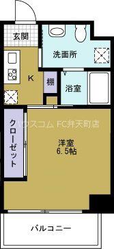 JJ COURT 市元(1K/6階)の間取り写真