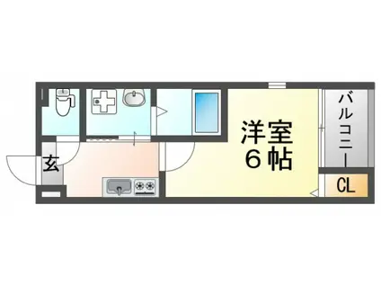 ハーモニーテラス江坂(1K/1階)の間取り写真