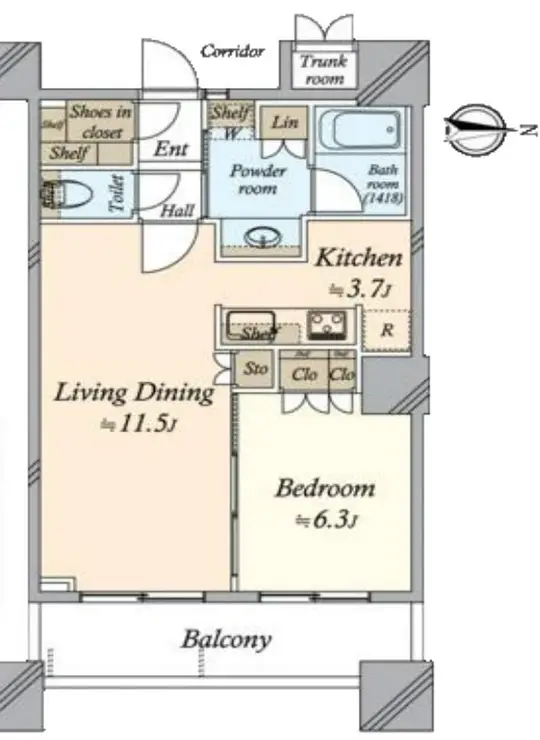 パークタワーグランスカイ 18階階 間取り
