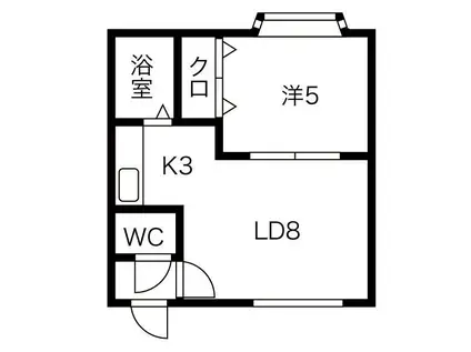 ウインズ麻生(1LDK/2階)の間取り写真
