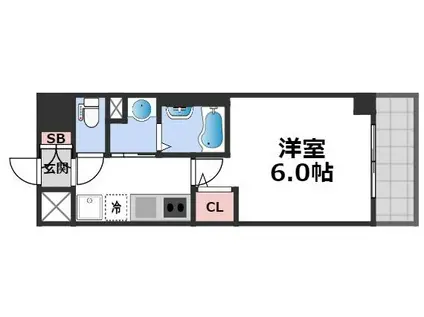 オズレジデンス今里ノース(1K/6階)の間取り写真