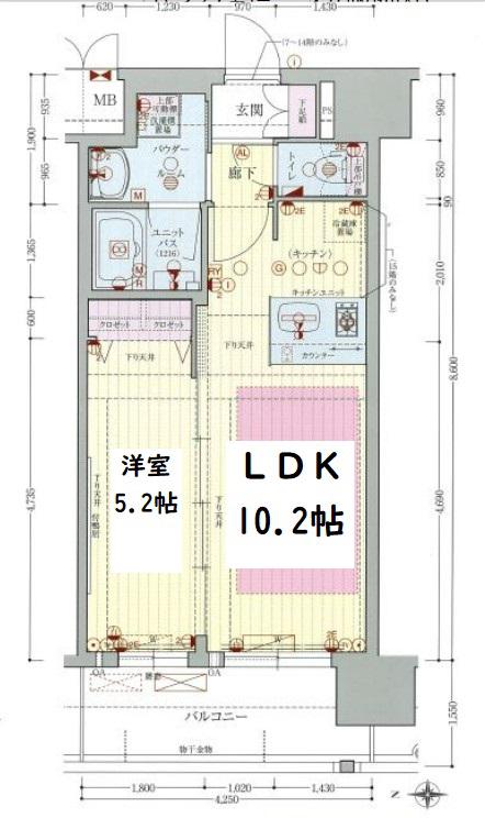 プレサンス松屋町駅前デュオ(1LDK/9階)の間取り写真