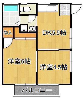 コーポ久貴(2DK/1階)の間取り写真