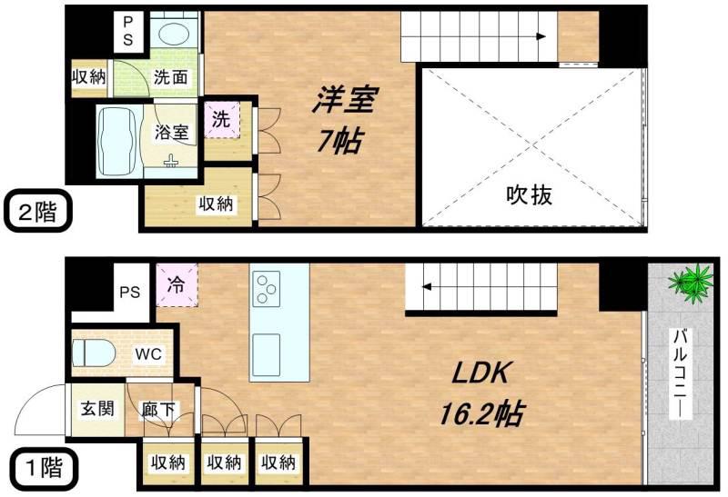 KDXレジデンス本町橋(1LDK/5階)の間取り写真