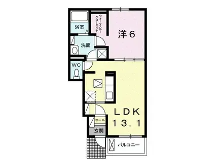 コンフォール B(1LDK/1階)の間取り写真