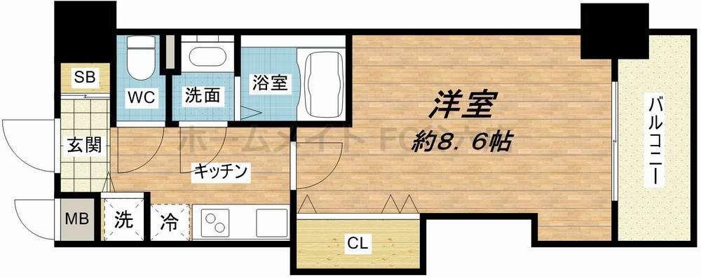 LUXE玉造II(1K/8階)の間取り写真