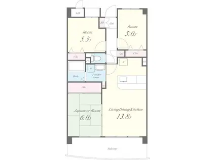 アーバン西取石(3LDK/3階)の間取り写真