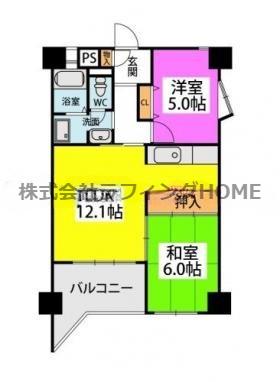 アルテハイム宮ノ陣(2LDK/7階)の間取り写真