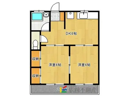 106マンション(2DK/3階)の間取り写真