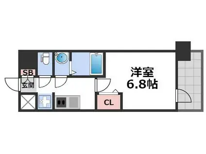 プレサンス大国町アドロッソ(1K/8階)の間取り写真