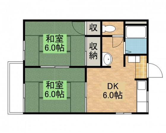 ファジー洋光(2DK/2階)の間取り写真