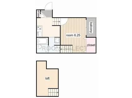 エステート亀島(1SK/2階)の間取り写真