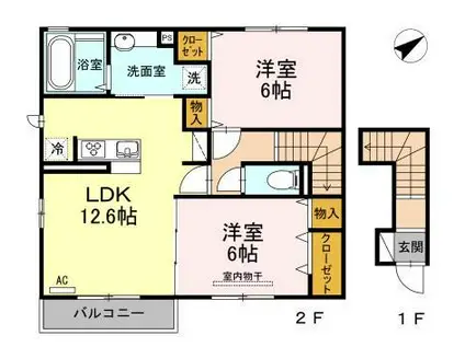 ルミエール A棟(2SLDK/2階)の間取り写真
