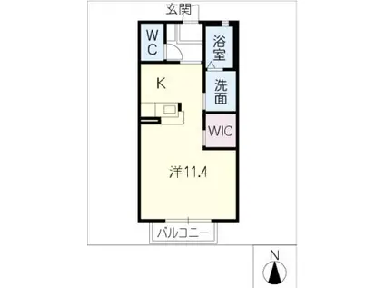 メゾン鬼越(ワンルーム/1階)の間取り写真