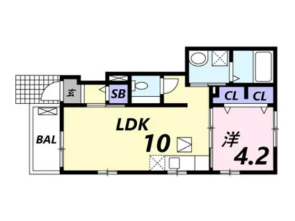 フィオーレデルノールド(1LDK/1階)の間取り写真