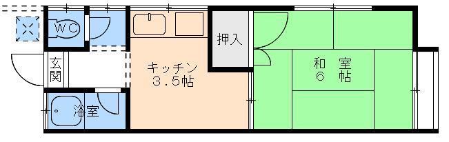 コーポ宮西(1K/2階)の間取り写真