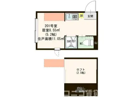 ハーモニーテラス永福II(ワンルーム/2階)の間取り写真