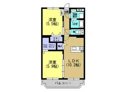 エステート下福元(2LDK/1階)の間取り写真