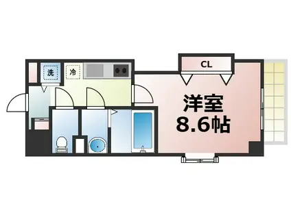 LUXE玉造III(1K/5階)の間取り写真