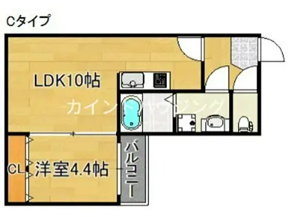 コスモクレスト清水丘(1LDK/1階)の間取り写真