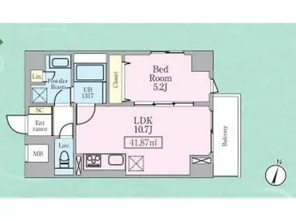 THE ROOM(1LDK/5階)の間取り写真