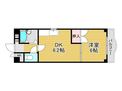 サンライズセイケ(1DK/4階)の間取り写真