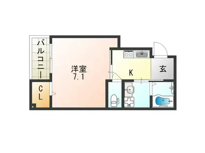 エヌエムスワサントドゥウエスト(1K/2階)の間取り写真