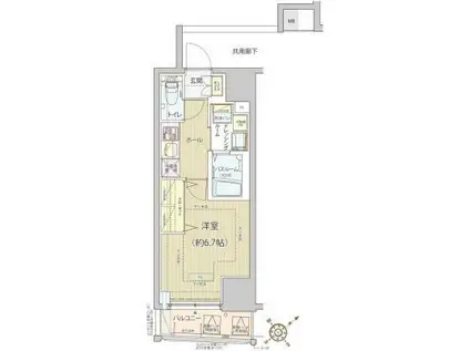 レビスタ白金高輪(1K/13階)の間取り写真