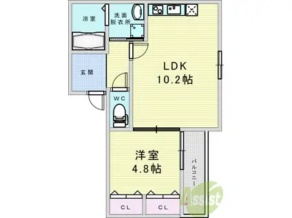フジパレス十三イースト(1LDK/1階)の間取り写真