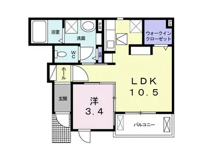 ツヴァイ中川(1LDK/1階)の間取り写真