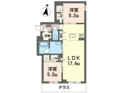 ラヴィエール浦和元町(2LDK/1階)の間取り写真