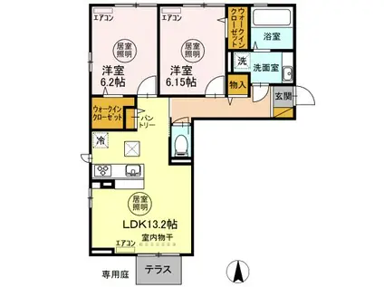 ゼフィール(2LDK/1階)の間取り写真