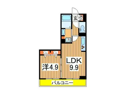 フェリーチェおおたかの森Ⅱ(1LDK/2階)の間取り写真