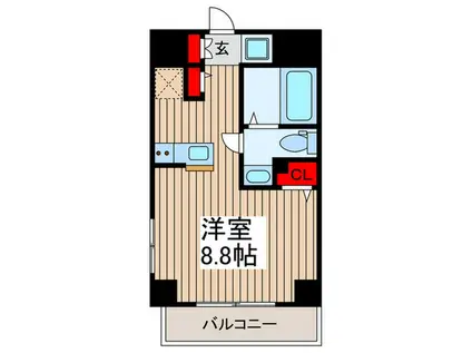 ステラコート北浦和(ワンルーム/9階)の間取り写真