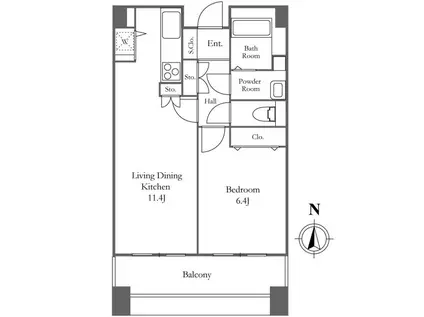 リバーシティ21 イーストタワーズII(1LDK/7階)の間取り写真