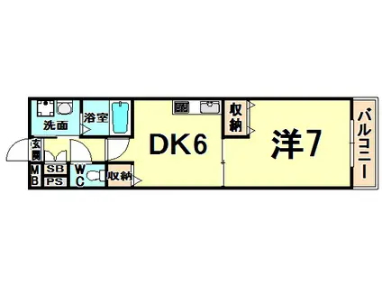 グランシャリオ塚口(1DK/1階)の間取り写真