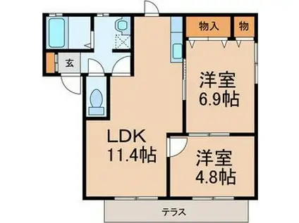 エスポアールM(2LDK/1階)の間取り写真