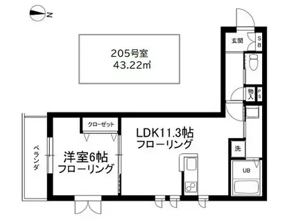 B-FLAT (1LDK/2階)の間取り写真
