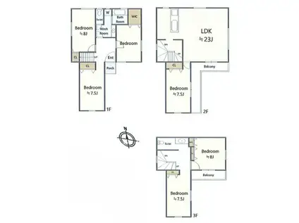 目黒区駒場一丁目戸建て(6LDK/1階)の間取り写真