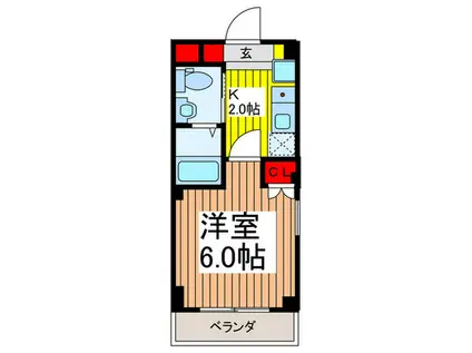 ツインクレスト童夢I(1K/3階)の間取り写真