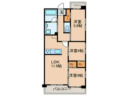 コンダクトレジデンスANO(3LDK/5階)の間取り写真