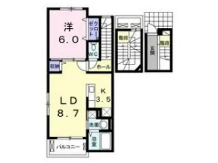 ヴィラ アルメリア II(1LDK/3階)の間取り写真