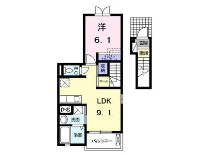 メゾン 力石(1LDK/2階)の間取り写真