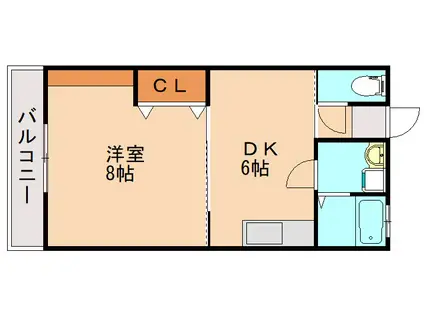 クレスト柏の森(1DK/2階)の間取り写真
