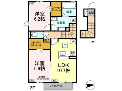 クランベリーKAMO(2LDK/2階)の間取り写真