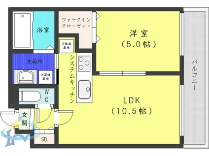 S-RESIDENCE桑園(1LDK/2階)の間取り写真