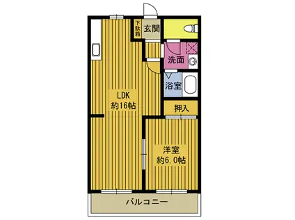 シティハイツよしの(1LDK/2階)の間取り写真