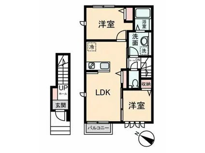 GRACA TERRACE(2LDK/2階)の間取り写真