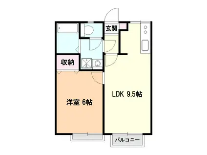 エステートピア東所沢1(1LDK/2階)の間取り写真